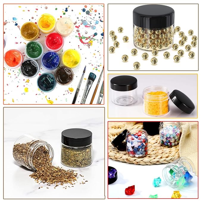 12 Pack 6 oz Plastic Cosmetic Containers With Gold Lids Refillable Clear Empty Travle Jars Containers for Body Butter,Sugar Scrubs,Cream,Lotions,Candy, Label&Spatulas