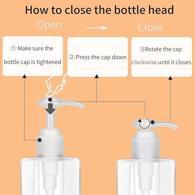 280ml (9.5oz) Pump Bottle Dispenser Jansburg 2 Pack Refillable Flat Square Plastic Lotion Dispenser Leakproof Empty Lotion Pump Bottle for Essential Oil Soap Lotion Shampoo Clear