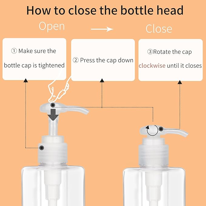 100ml (3.4oz) Pump Bottle Dispenser Jansburg 2 Pack Refillable Flat Square Plastic Lotion Dispenser Leakproof Empty Lotion Pump Bottle for Essential Oil Soap Lotion Shampoo Clear