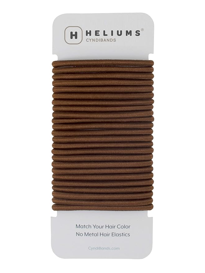 Cyndibands Elastic Hair Ties – Brown - No Damage 4mm Ponytail Holders for Women & Kids, 24-Pack Hair Elastics in Neutral Colors