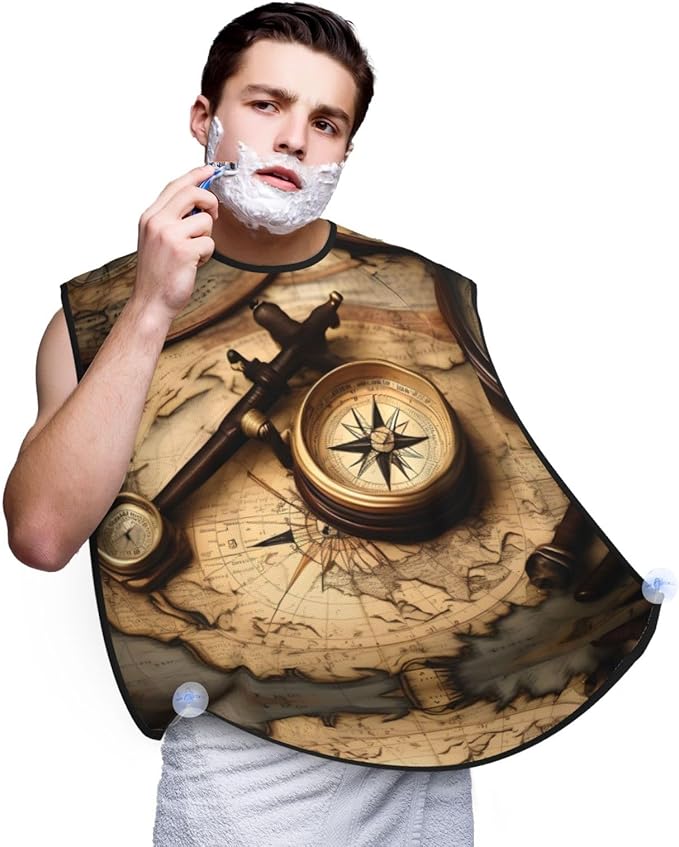 Cute Black Pug Dog-Standard-Scale-2_00x Print Beard Bib Shaving Apron, Beard Hair Trimming Cape Gift For Dad