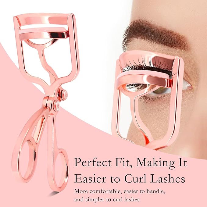 Luxurious Eyelash Curler, Professional Eyelash Curlers Long Lasting Lash Curl Eye Opening Voluminous Lashes Curler Heavy Duty, Zinc Alloy (Pink)
