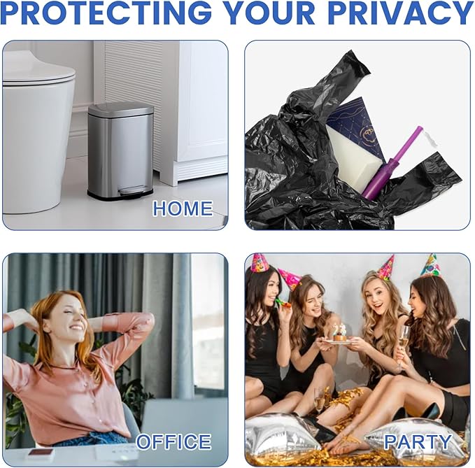 Personal Disposal Bags, Sanitary Napkin Bags Black Little Waste Bags, 400 Pack, Plastic Trash Bags with Handles for Feminine Tampons Hygiene Products
