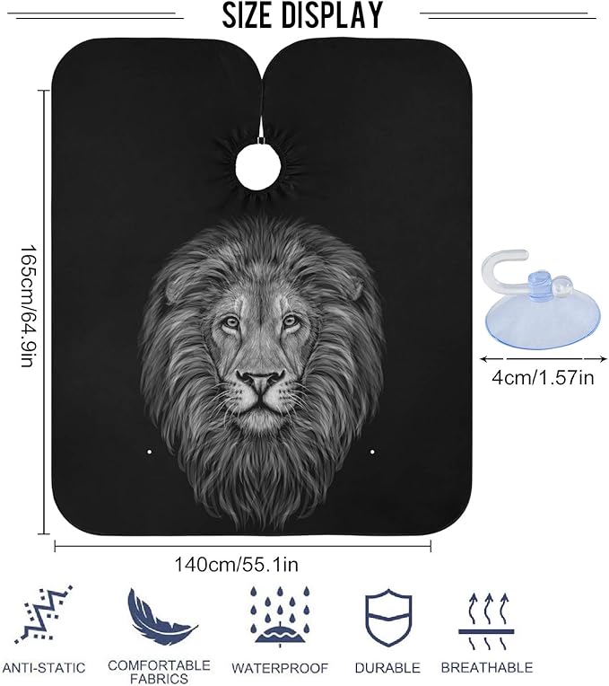 visesunny Professional Barber Cape Polyester Hair Cutting Clippings Catcher Grooming Cape Apron for Shaving Trimming For Men