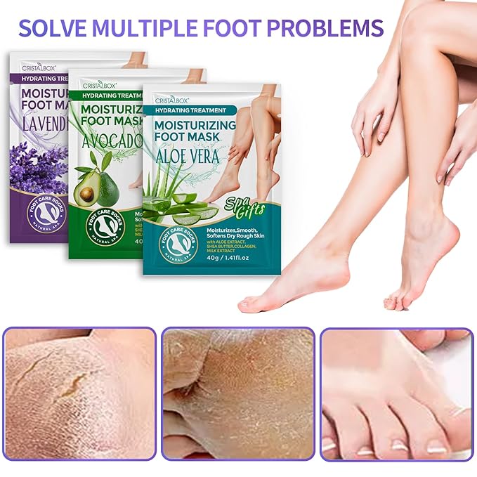 5 Pack Moisturizing Foot Mask,Hydrating Foot Masks for Dry Cracked Feet,Moisturizing Socks Dry Skin Moisturizer for Soft and Smooth Touch Feet,Foot Care Spa Gifts for Women Men Easter Basket Stuffers