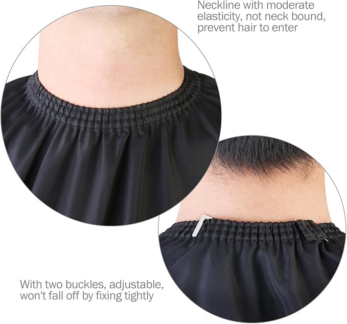 ULTNICE Salon Home Barbers Hairdressing Cape Gown with Viewing Window for Hair Cutting 63 * 57"(Black)