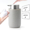 Gray Foaming Soap Dispenser,Ceramic Foam Dispenser with Silver Plastic Pump for Bathroom&Kitchen,12oz Refillable Foaming Dispenser