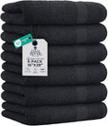 DAN RIVER 6-Pack Premium Hand Towels (16x28 Inches) - 100% Cotton, Ultra Soft, Lightweight, Highly Absorbent Towels for Bathroom, Spa, Gym, Salon, Hotel, and Travel - Charcoal