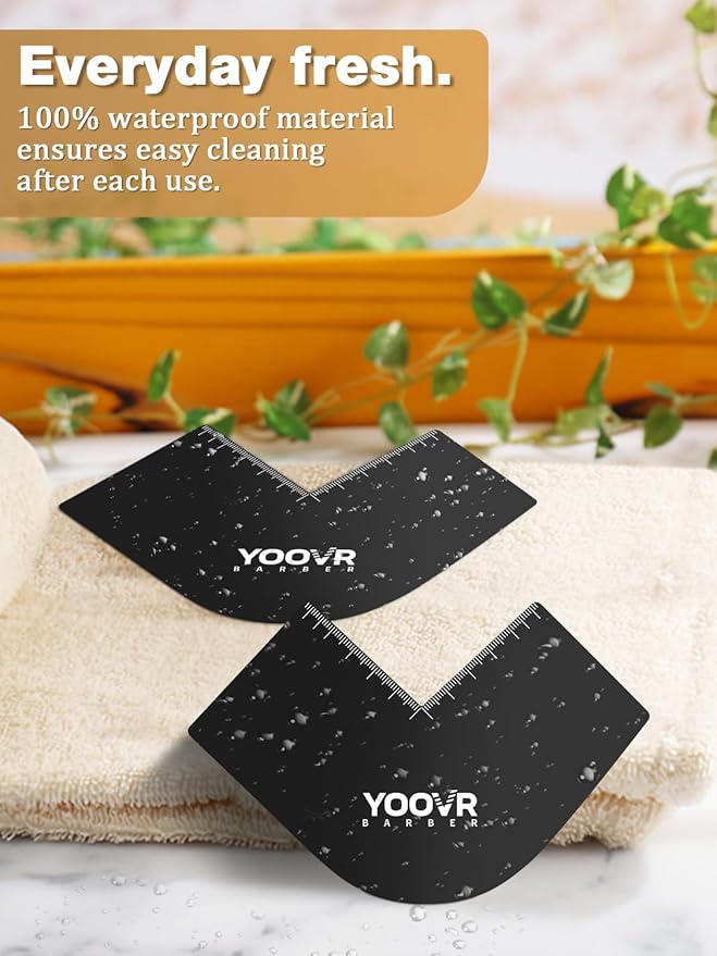 2PCS Barber Accessories for Haircut & Beard Lineup, Enhancement Card for Barbers & Beginners, Essential Shaping Tool for Beard Trimmer Hair Clipper Hair Fiber Enhancements Barber Spray (V-Shaped)
