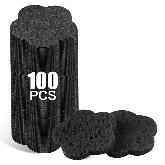 100-Count Facial Sponges Compressed Facial Sponges Natural Facial Cleansing Sponges Pads Cute Flower Shape Exfoliating Sponges for Cleansing Reusable,Best Makeup Gift, Black
