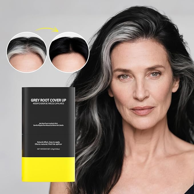 gowwim Root Touch up Powder, Instantly Gray Hair Cover up Hairline Powder for Women & Men Waterproof and Sweatproof Root Cover Up Long-Lasting for Thinning & Loss Hair (med brown-1, 15g)