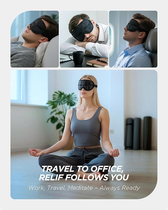 3D Cooling Sleep Mask with Double Coldfocus Gel - Frozen Cold Gel Eyes Mask with Contoured Blackout Hot & Cold Therapy for Women, Men Sleeping on Airplane Traveling for Migraine, Dry Puffy Eyes,1 Pack