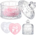 Tioncy 3 Pcs Large Body Powder Puff and Container Valentine's Day gift Powder Container with Puff Crystal Case Soft Washable Reusable Velour Face Body Glitter Wet Dry Makeup(Crown,Clear)