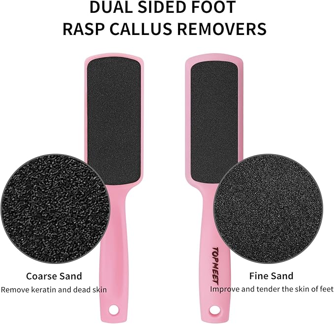 Foot File for Dead Skin - Dual Sided Foot Rasp Callus Removers, Professional Pedicure Tool for Soft, Smooth Feet (Pink)