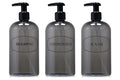 Bottiful Home-16 oz Shampoo, Conditioner, Wash Refillable Empty Plastic Pump Bottle Dispenser Set (Gray)
