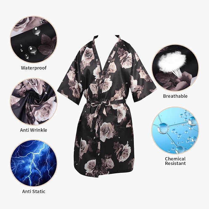 Salon Client Gown Robes Cape Hair Cutting Smock with Adjustable Tie for Hair Cutting Barber Hairstyling