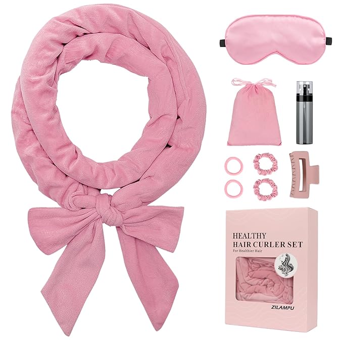 ZILAMPU Heatless Curls Overnight for Long Hair, Heatless Hair Curlers to Sleep In Overnight Curls, 70" Soft Velvet No Heat Hair Curlers Set for Women