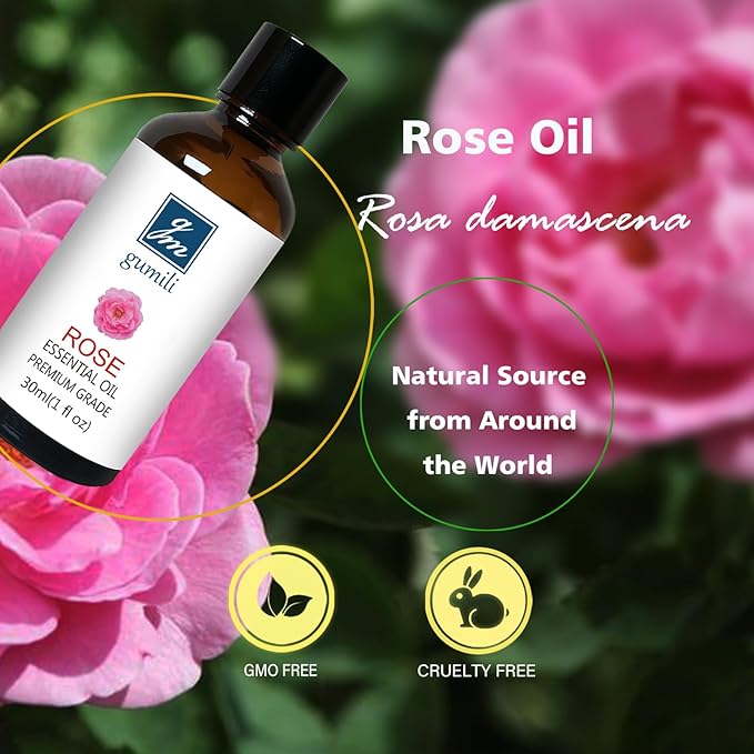 Rose Essential Oil for Face, Hair, Body, Skin, Aromatherapy, Essential Oils Diffuser, DIY Blends - 1 Oz