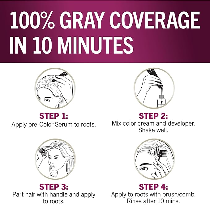 Schwarzkopf Keratin Root Permanent Hair Color Kit, 4.0 Dark Brown, 1-Application Root Touch-Up with Collagen & Vitamin B6, Complete Gray Coverage, Precision Brush, All Hair Types & Textures