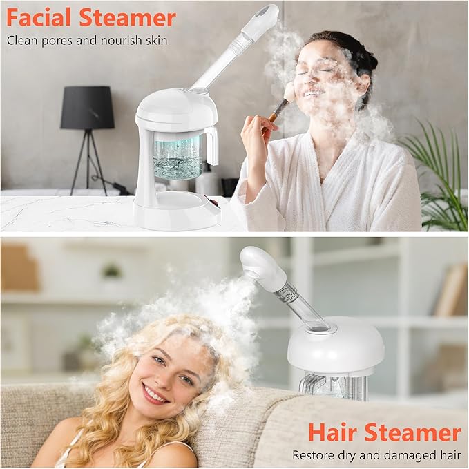 Facial Steamer - TASALON Ozone Face Steamer for Facial Deep Cleaning, Portable Facial Steamer with Removable Water Tank, Nano Ionic Face Steamer for Home Salon Spa or Personal Care