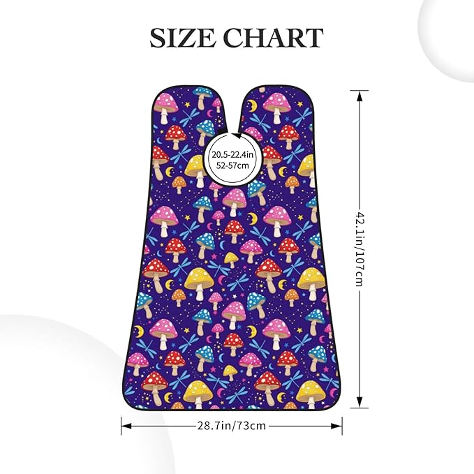 Adjustable Non-Stick Beard Apron, Hair Catcher Cape for Shaving Grooming, Waterproof with Suction Cups Men, Vintage Trippy Moon Star Mushroom Retro Shave Bib