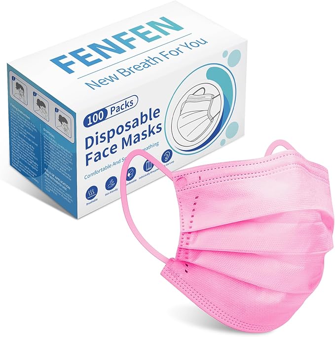 Disposable Face Mask For Adults - Travel Essentials, 100 Pack Individually Wrapped, 4 Ply Protection,Safety Masks Disposable