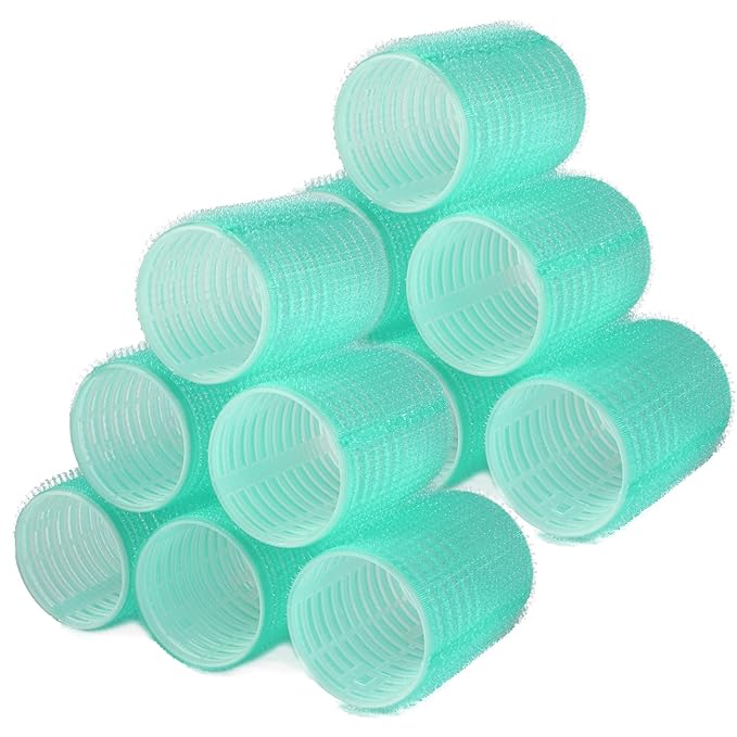 Hair Rollers, 12 Pack Self Grip Salon Hairdressing Curlers, DIY Curly Hairstyle, Large Rollers 1.57In Green