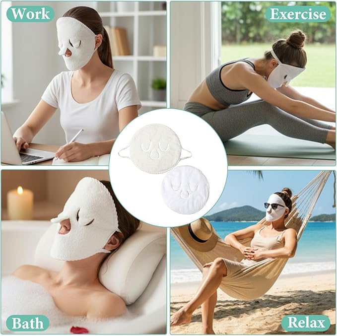 Face Steaming Towel 4 Pack Reusable Facial Steamer Spa Towel 2 in 1 Cold Hot Compress Towels Cotton Face Mask with Headband Beauty Skin Care Spa Towels for Women Girls Beauty Salons Home