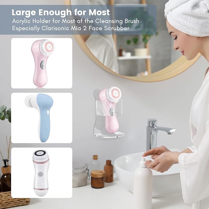 Universal Acrylic Organizer for Electric Face Scrubbers & Cleansing Brushes – Waterproof Holder Compatible with Coslus,Clsevxy,Touchbeauty, Wovazus, Visofo,Clarisonic Mia 2 (Holder Only)