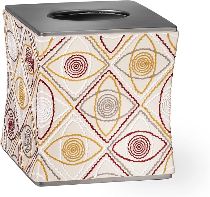 Zahari Home 2pc Sedona Modern Bath Accessories Set Waste Basket & Tissue Box Modern Classic Contemporary Decorative Beautiful Designs Bathroom Decor Set for Home Luxury Bath Set