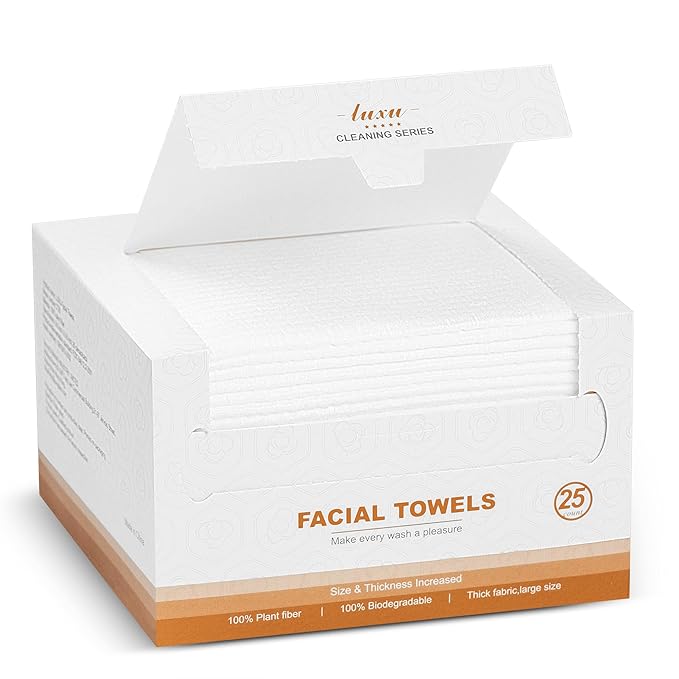 Face Towels,Facial Towels,25 Ct Disposable Face Towel,9.8"X9.8"Face Cloths,Makeup Remover Face Towelettes Disposable,Disposable Face Cloths for Sensitive Skin,USDA Biobased Clean Face Towel