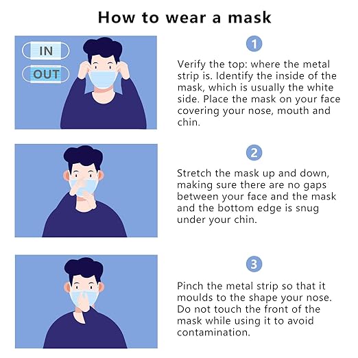 Borje Multicolor Disposable Face Masks 100 Pcs 5 Colors Face Mask 3 Ply Protection Masks
