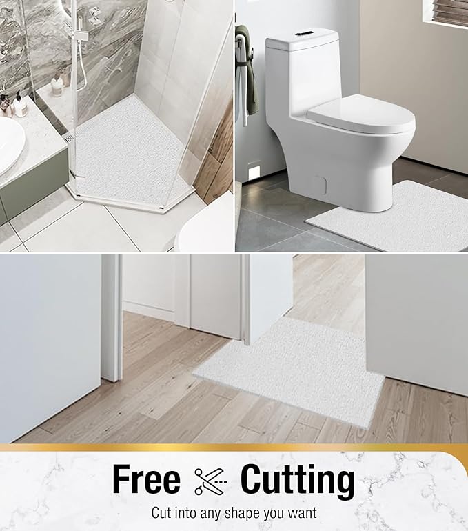 HITSLAM Square Shower Mat Non Slip, Bath Tub Mat for Textured Surface, Soft PVC Loofah Bathtub Mats Without Suction Cups, Quick Drying Shower Floor Mat, 24 x 24 Inch Bathroom Accessories, White