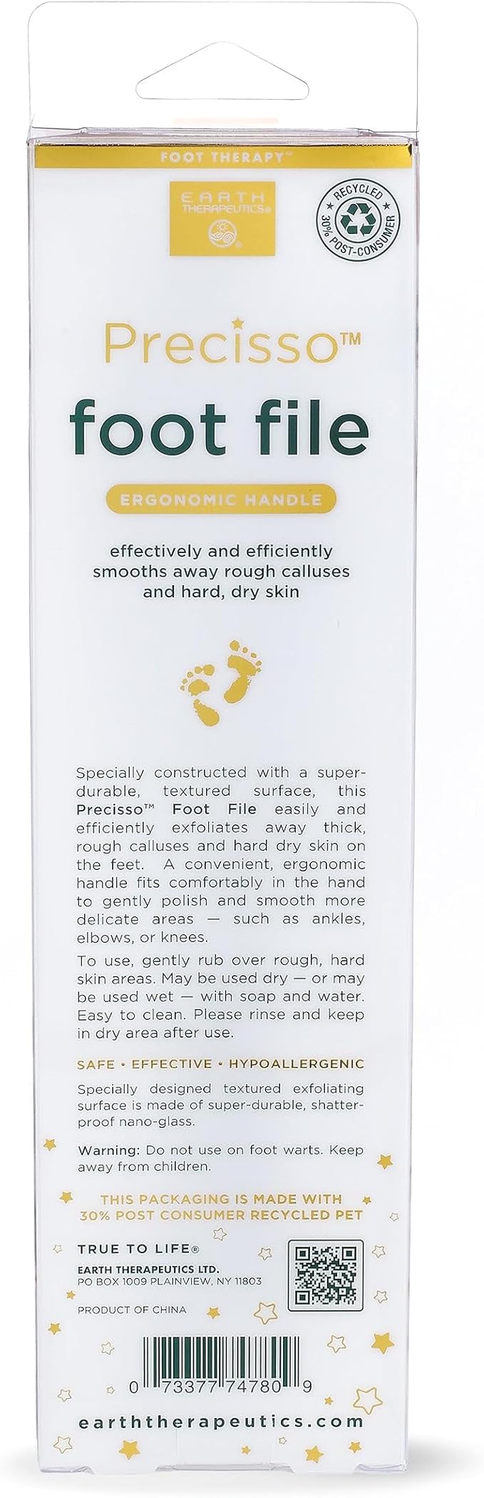 Earth Therapeutics Precisso Foot File - Nano•Glass with Handle