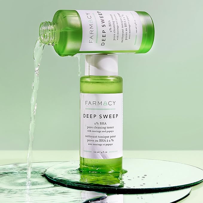 Farmacy 2% Salicylic Acid Toner for Face - Deep Sweep BHA Liquid Exfoliant + Pore Cleaner - Controls Oil, Gently Exfoliates + Refines Pores - Skin Care for Combo, Oily + Blemish-Prone Skin - (10ml)