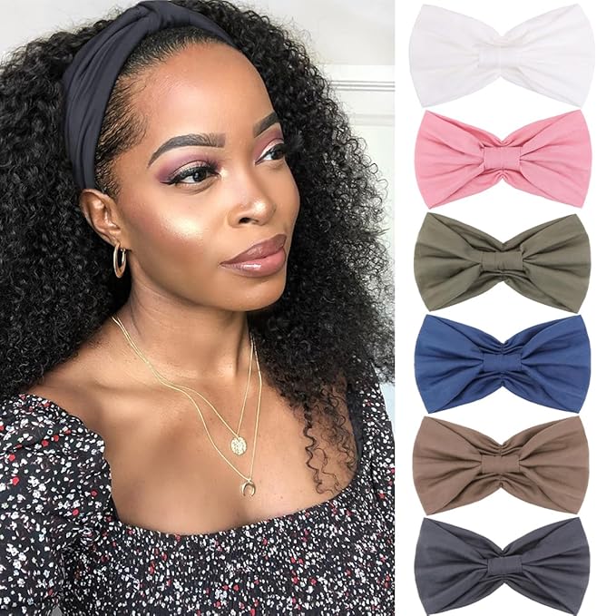 Kachanaa 6 Packs New Wide Headbands for Women,Non-Slip Thick Soft Elastic Bandeau Hair Bands Yoga Workout Running Sweat Makeup Hair Wraps Hair Accessories