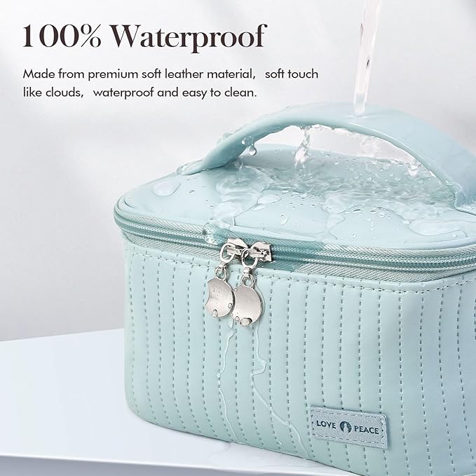 Makeup Bag Travel Cosmetic Bag, Large Capacity Makeup Organizer Bag and Storage, Portable PU Leather Pouch Toiletry Bag Make up Organizer, Cosmetic Bags for Women