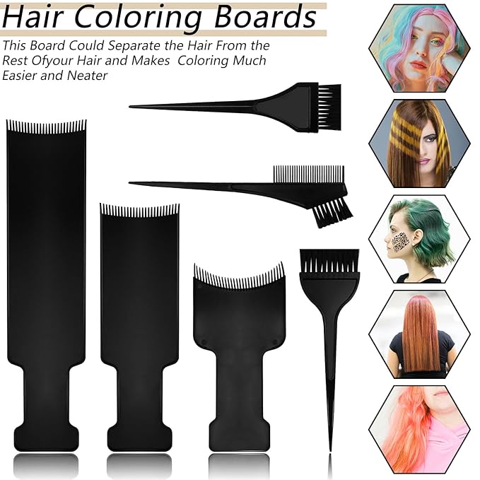 6 PCS Balayage Highlighting Board and Highlighting Brush Kit, 3 Hair Dye Brush and 3 Balayage Highlighting Board with Teeth Hair, for Hair Dye, Hairstylist Accessories Brushes