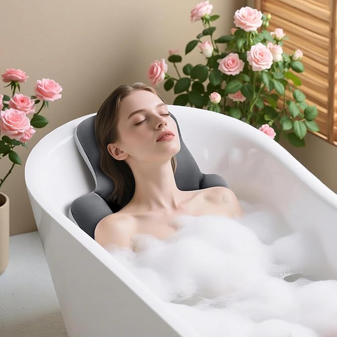 Full Body Bath Pillow for Bathtub, Thick & Luxury Bathtub Cushion with 144 Suction Cups, Bathtub Pillows for Head & Neck, Back Support, Ideal Bath Accessories for Women' Gifts Spa, Soaking, Tub