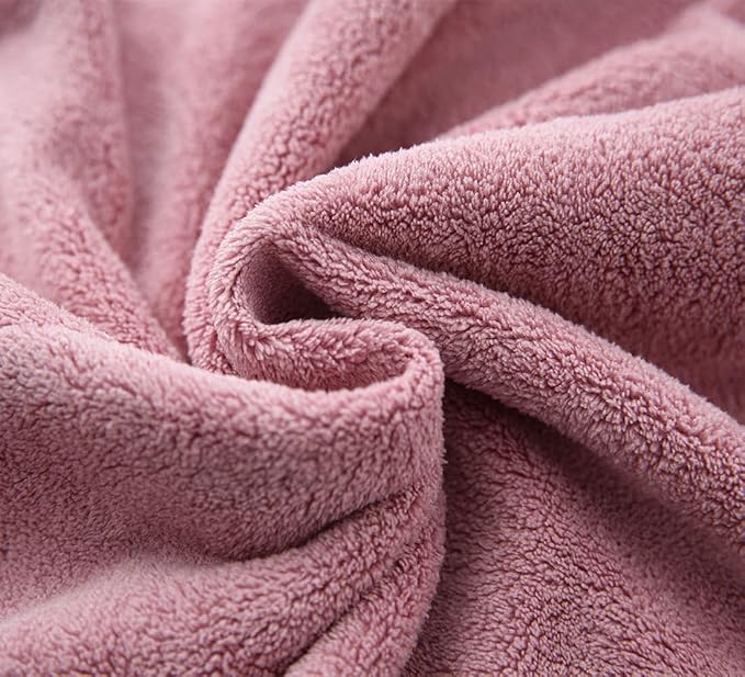 2 Pack Microfiber Hair Towel Wrap,Hair Drying Towel with Button Design,Head Towel to Dry Curly Hair Quickly (Bean Pink)