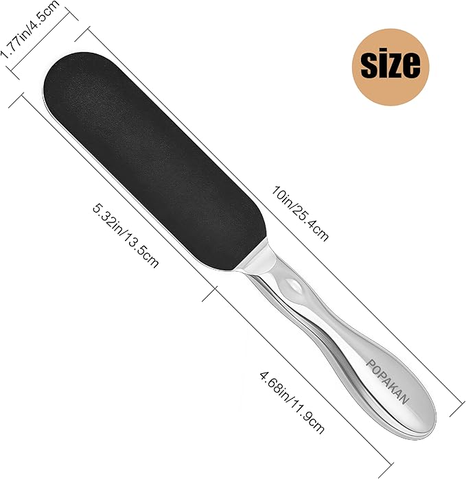 Professional Pedicure Foot File, Coarse/Fine Dual Sided and Reusable Stainless Steel Cracked Skin Corns Callus Remover Feet File with 12 Replaceable Coarse-Fine Foot Pads