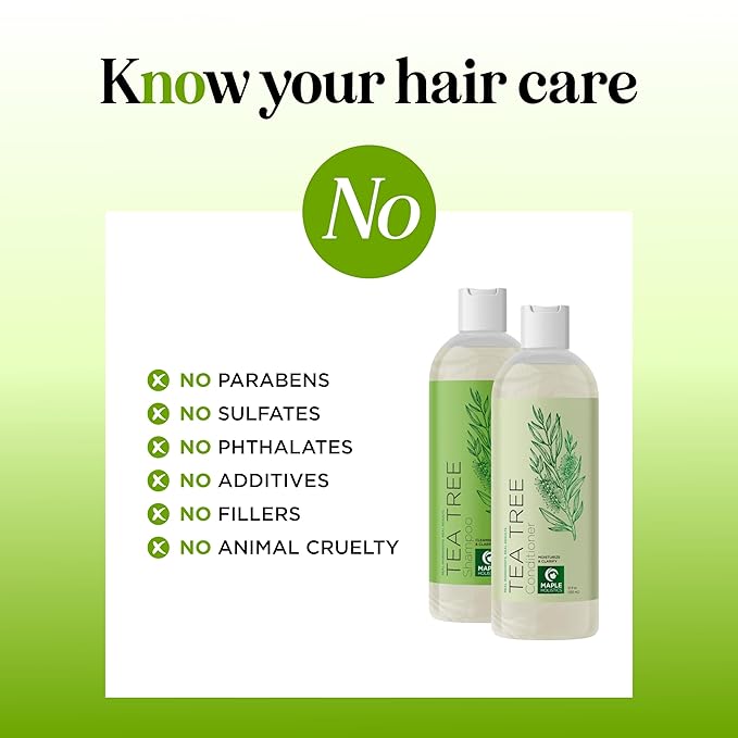 Tea Tree Shampoo and Conditioner Set - Sulfate Free Clarifying Shampoo and Conditioner for Oily Hair & Scalp Care with Cleansing Tea Tree Oil - Complete Oily and Dry Scalp Treatment for Build Up