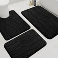 YIHOUSE Memory Foam Black Bathroom Rug Sets 3 Piece, Ultra Absorbent Bath Mat for Bathroom - Non-Slip Machine Washable & Dry Quickly, 3 Piece Bathroom Mat Set, Black