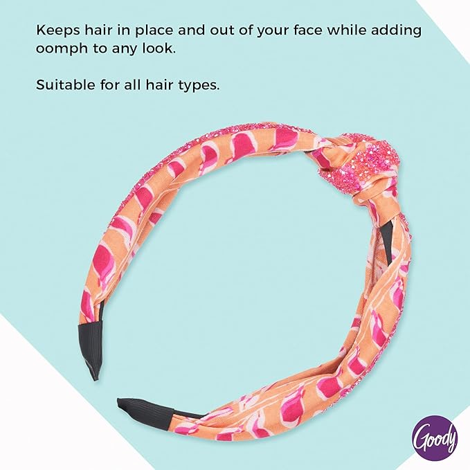 GOODY Ouchless Headband - Fashion Print - Comfort Fit for All Day Wear - For All Hair Types - Hair Accessories for Girls