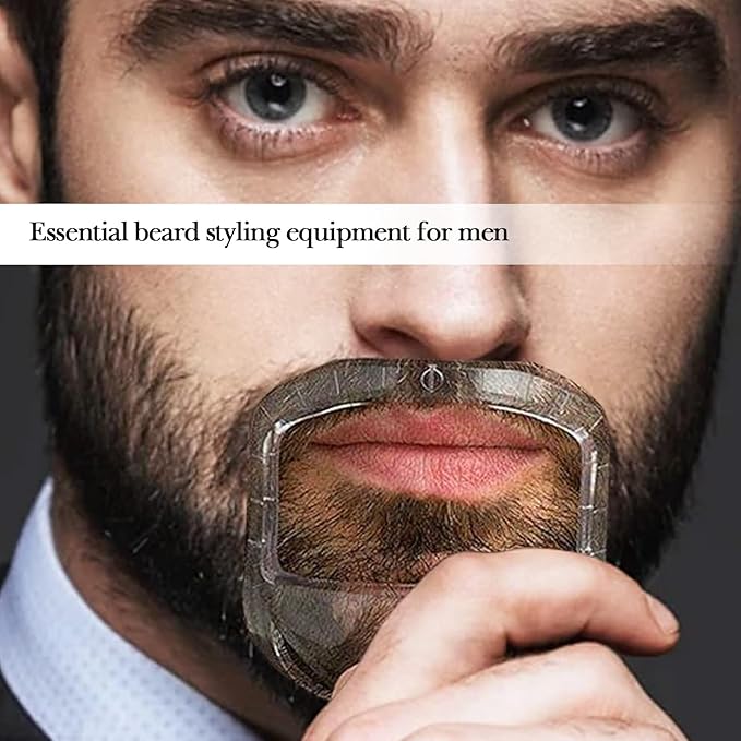 Linkidea Beard Styling Tool with Comb, Beard Guide for Men, Transparent Moustache and Side Legs for Jaw Line Cheek Neck Symmetrical Line