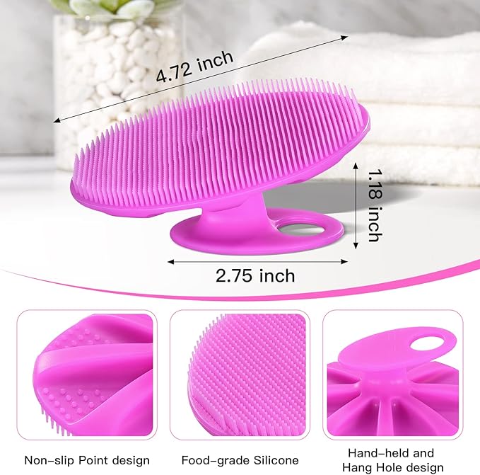 INNERNEED Food-Grade Soft Silicone Body Cleansing Brush Shower Scrubber, Gentle Exfoliating and Massage for All Kinds of Skin (Purple)