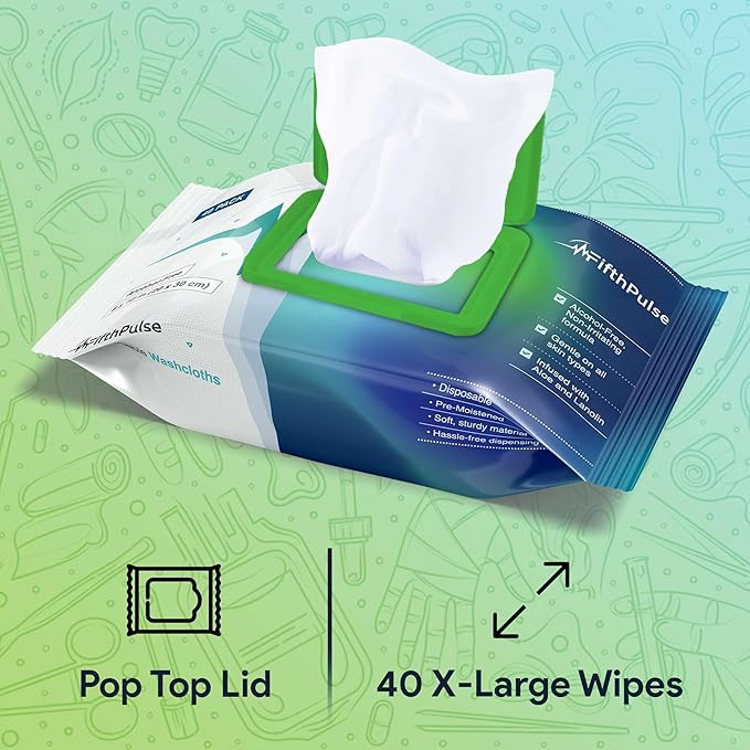 Disposable Body Wipes For Adults 600 Count (15 x 40 Packs) -Premoistened Washcloths For Elderly Bathing Infused With Aloe and Lanolin -Alcohol-Free Adult Wet Wipes, Extra Large 8” x 12” Wash Cloth
