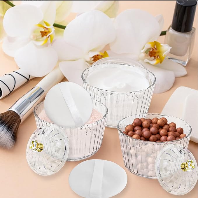 6-Pcs Fluffy Soft Plastic Powder Puff Dish for Women 3.15 inch
