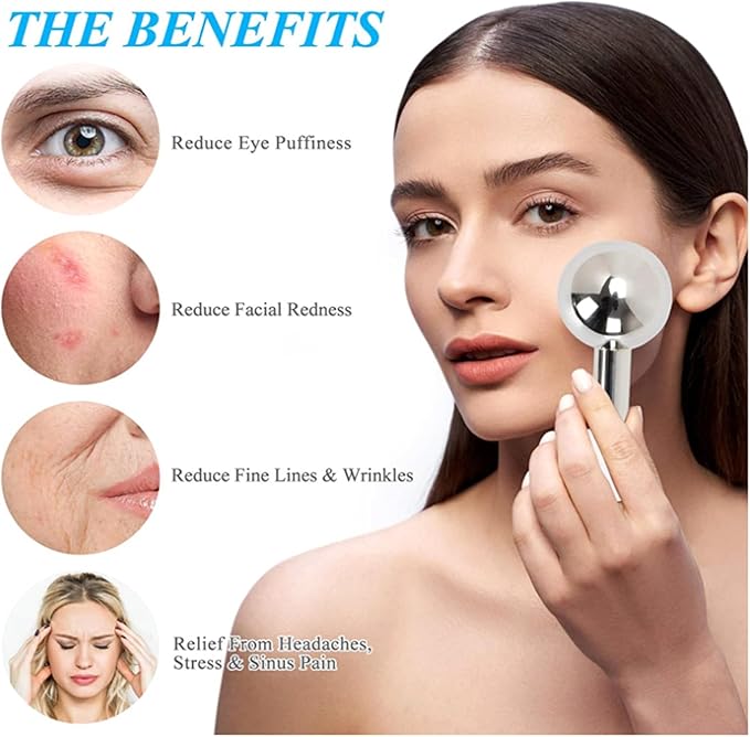 Unbreakable Cryo Stick for Beauty Routines,360 Ice Globes for Face & Eyes,Portable Facials Cold Roller Colling Globes Unbreakable Stainless Steel Cryo Stick