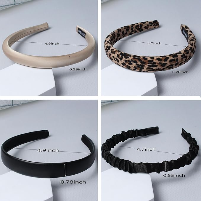 Cuizhiyu 6PK Fashion Headbands for Women Non Slip Cute Pearl Headband Leopard Padded Headbands Black Hair Accessories
